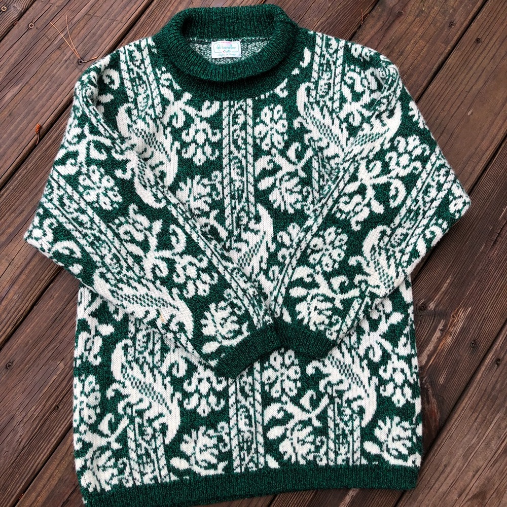 Vintage Benetton oversized cozy grandpa sweater